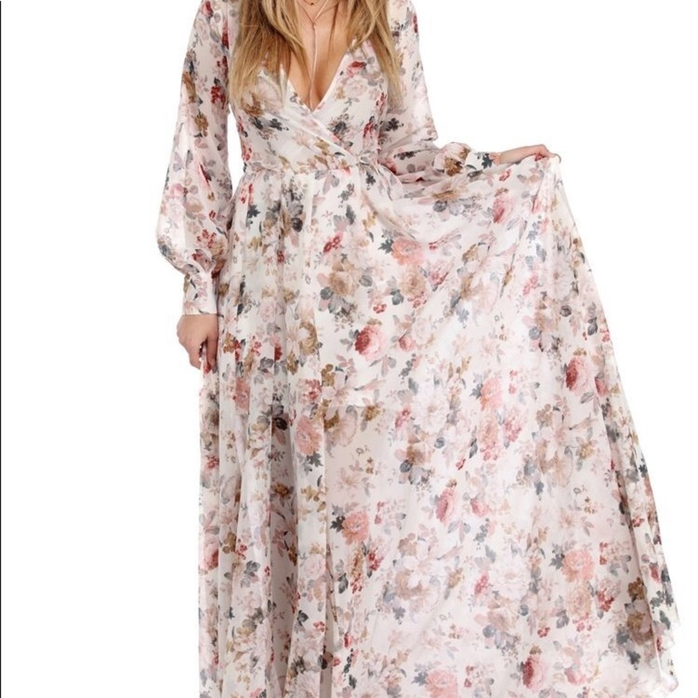 Adrienne ivory floral romance dress
